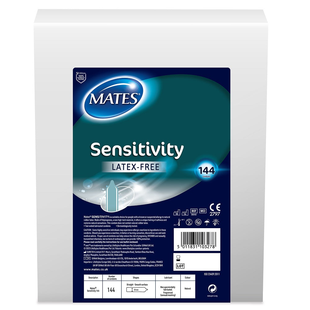 Mates sensitivity condom bx144 clinic pack latex free - condoms peaches and screams