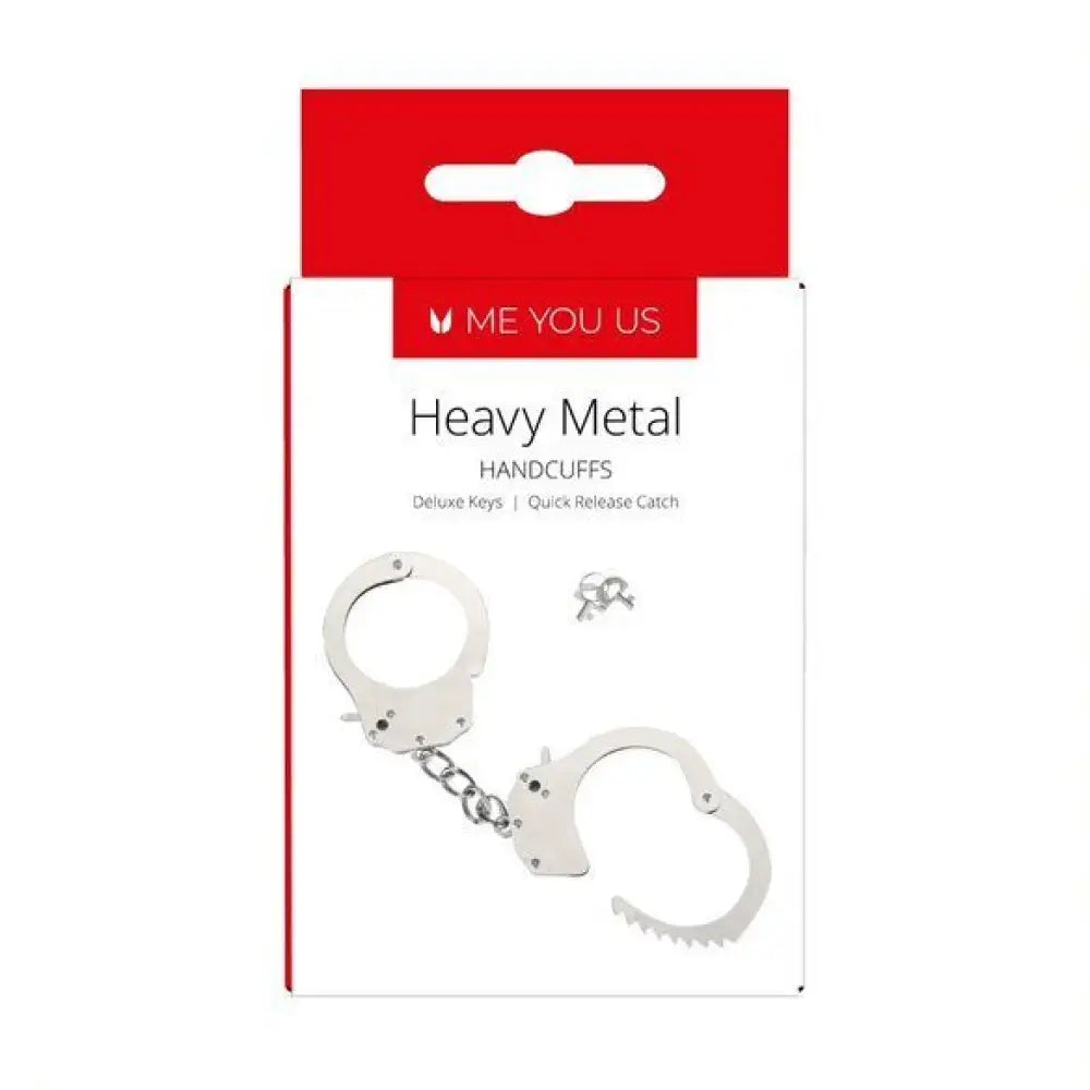 Me you us bondage stainless steel handcuffs with keys - peaches and screams