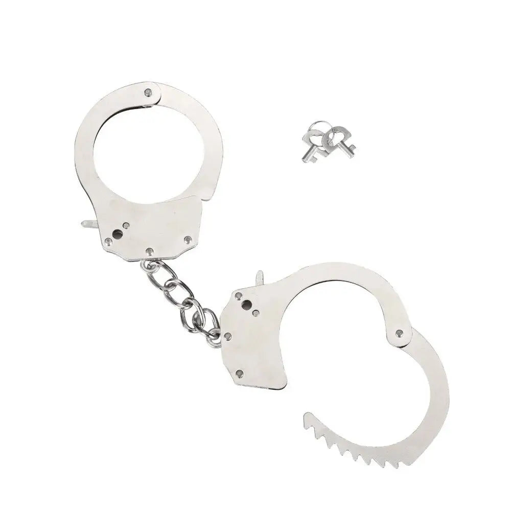 Me you us bondage stainless steel handcuffs with keys - peaches and screams
