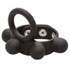 Medium weighted black stretchy cock ring and ball stretcher - peaches and screams