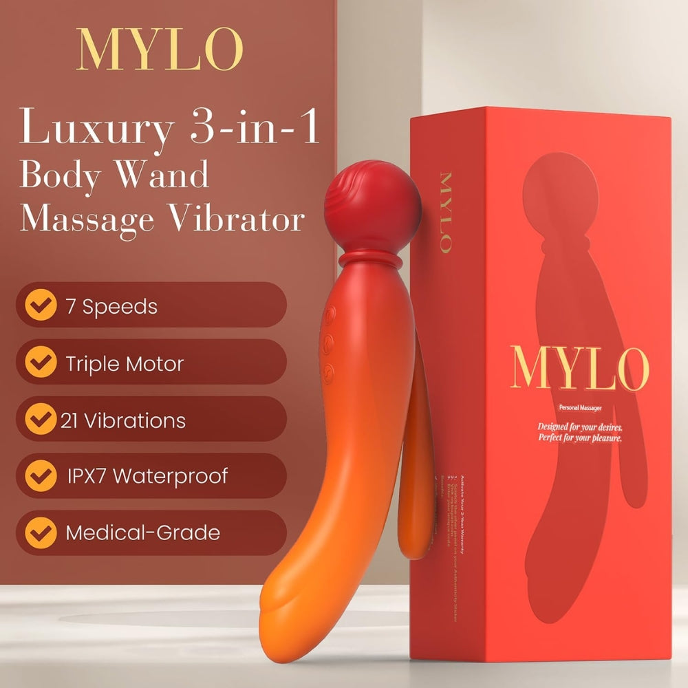 Mylo 3 in 1 body wand massager fire - wand vibrators peaches and screams
