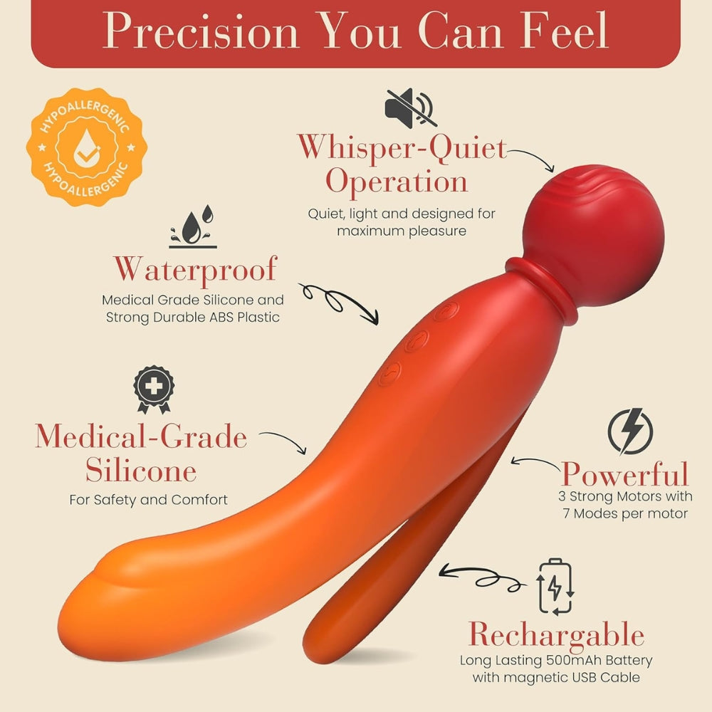 Mylo 3 in 1 body wand massager fire - wand vibrators peaches and screams