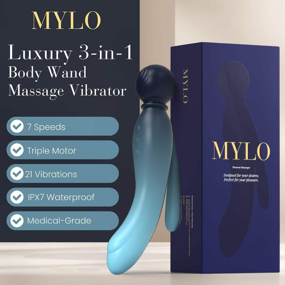 Mylo 3 in 1 body wand massager water - wand vibrators peaches and screams