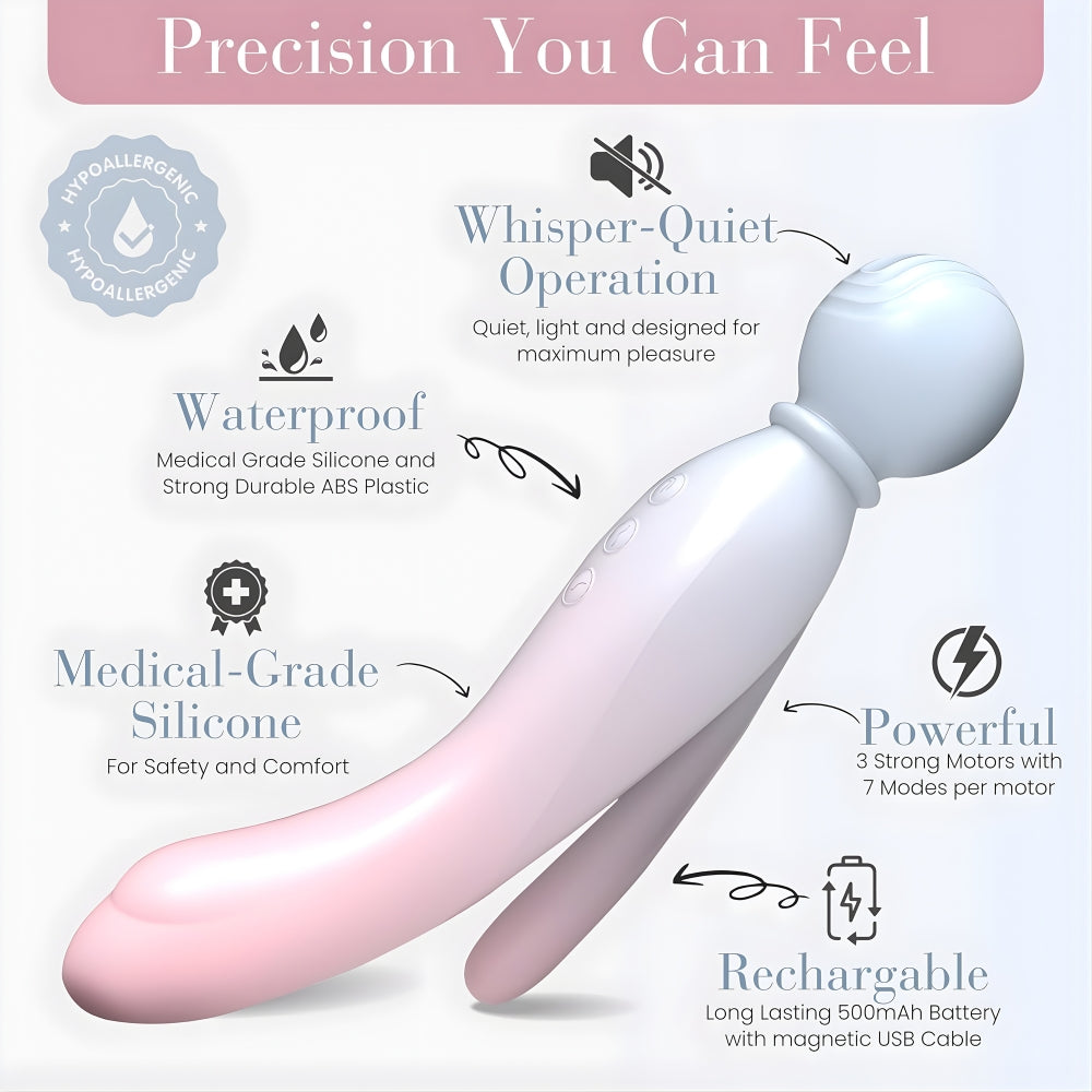 Mylo 3-in-1 body wand massager with independent motors - wand vibrators peaches and screams