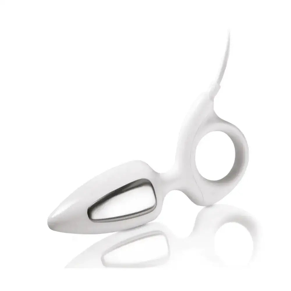 Mystim romeo white 3.5 inch anal probe with finger loop - peaches and screams