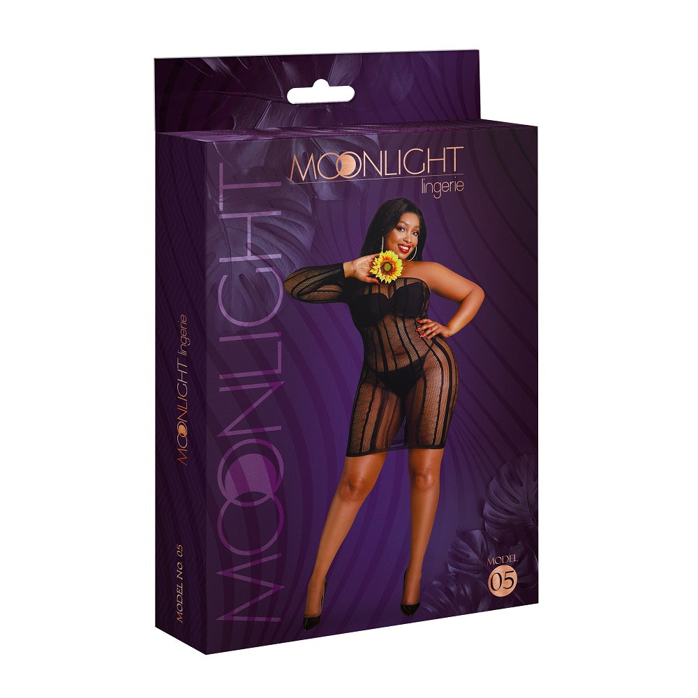 moonlight-black-stripe-mini-dress-plus-size