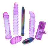 Nasswalk 6.5 inch soft jelly waterproof purple sex toy kit - peaches and screams