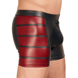 Nek stretchy black and red matte look zip pants - large - peaches and screams