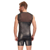 Nek stretchy black matte shirt with chest harness - large - peaches and screams