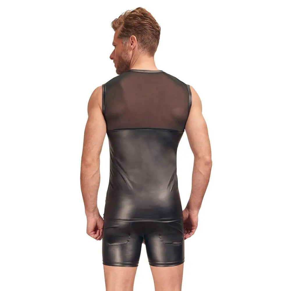 Nek stretchy black matte shirt with chest harness - large - peaches and screams