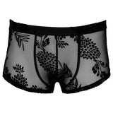 Noir stretchy black sheer floral lace pants for men - x large - peaches and screams