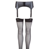 Noxqse stretchy wet look black suspender belt and stockings - small - peaches and screams