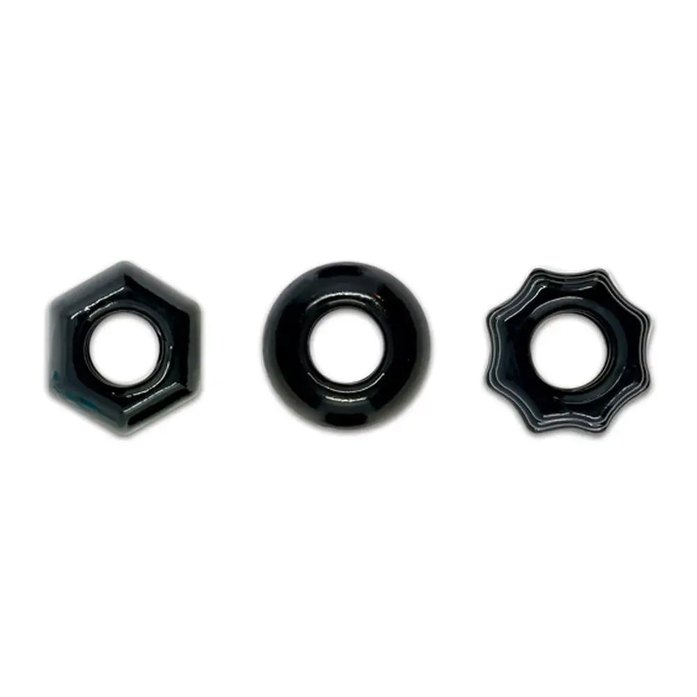 Ns novelties black renegade stretchy elastic cock rings - peaches and screams