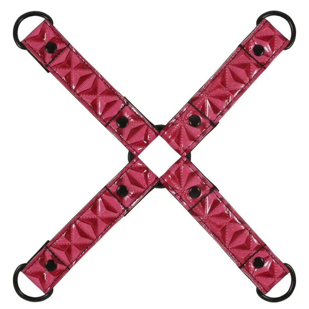 Ns novelties pink leather hogtie restraint for couples - peaches and screams