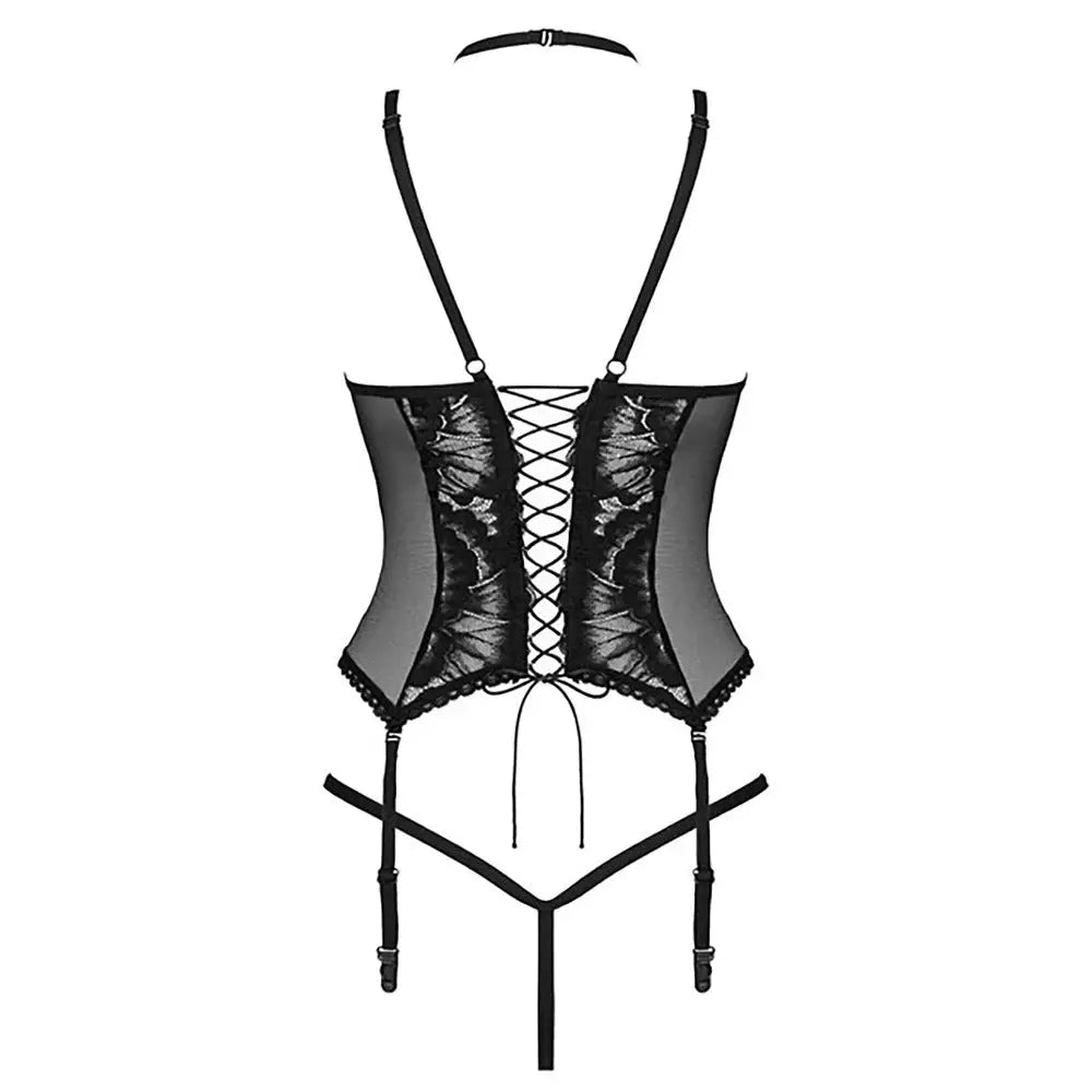 Obsessive sexy wet look black underwired corset - peaches and screams