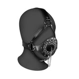 Open mouth gag head harness with plug stopper - peaches and screams