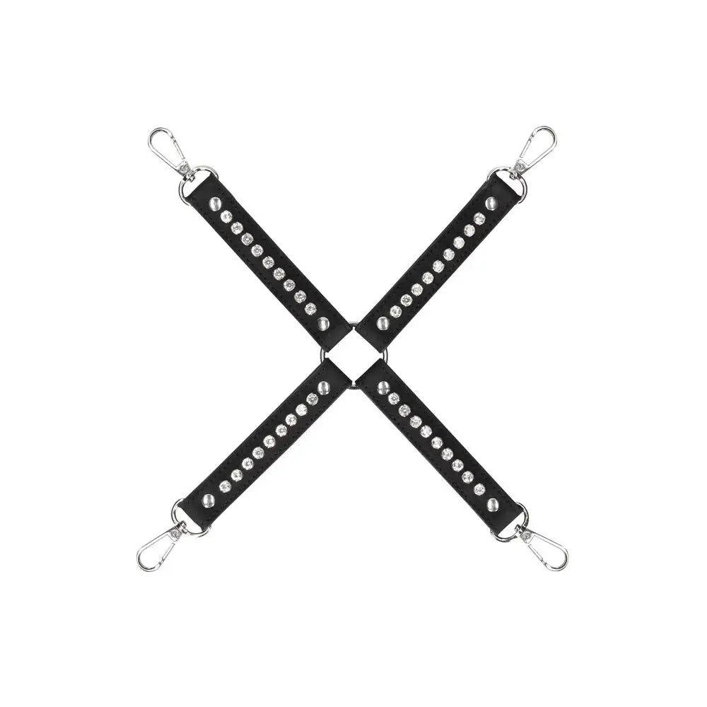 Ouch faux leather diamond studded hogtie connector buckles - peaches and screams
