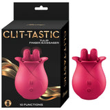 Pink clittastic tulip finger rechargeable massager - peaches and screams