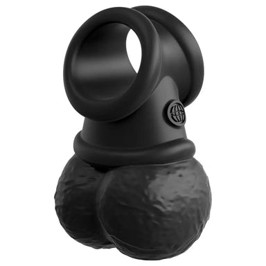 Pipedream Silicone Black Cock Ring With Weighted Swinging Balls - Peaches and Screams