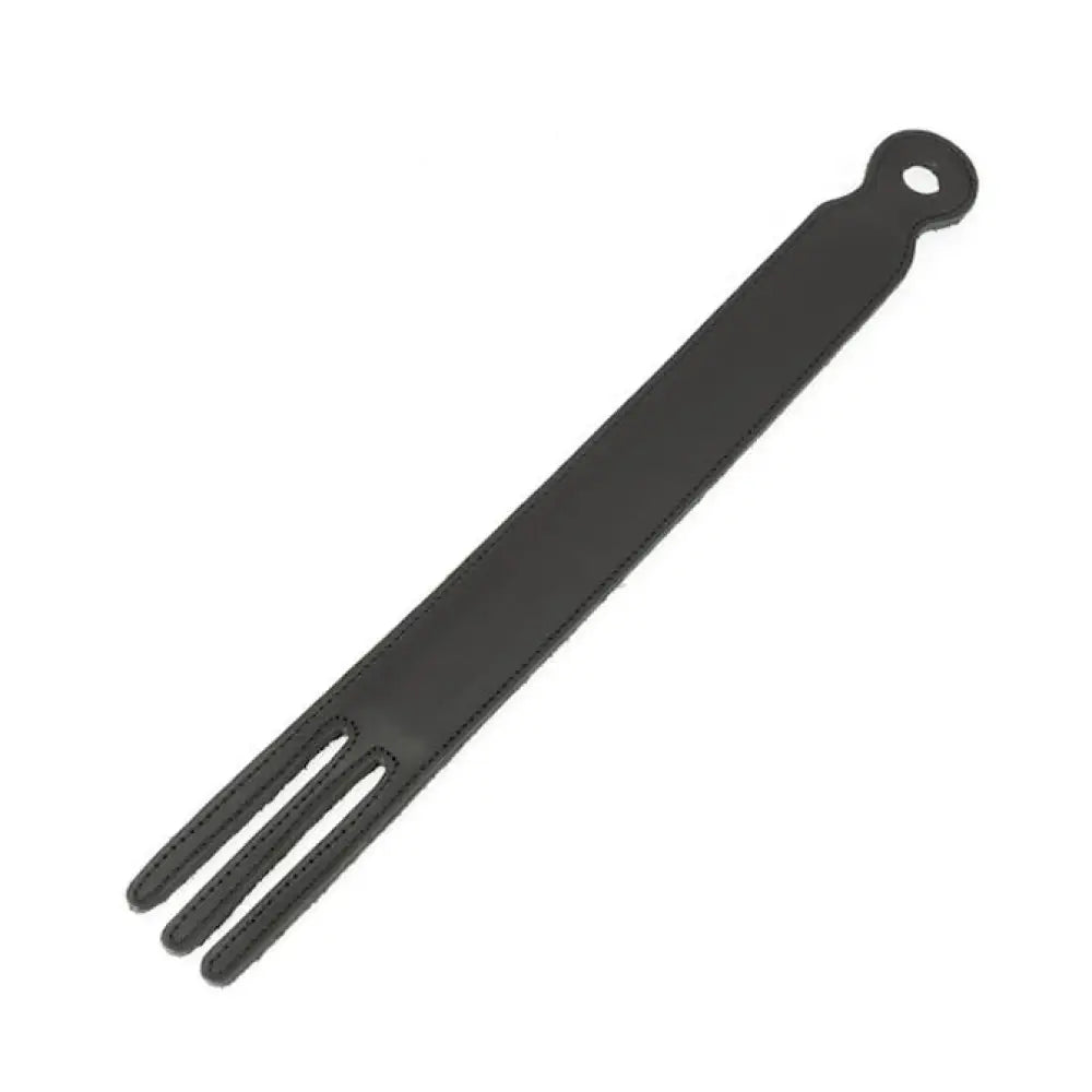 Rimba 15 inch black leather fork paddle with metal strip - peaches and screams
