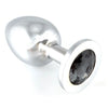 Rimba 5 inch stainless steel butt plug with black crystal - peaches and screams