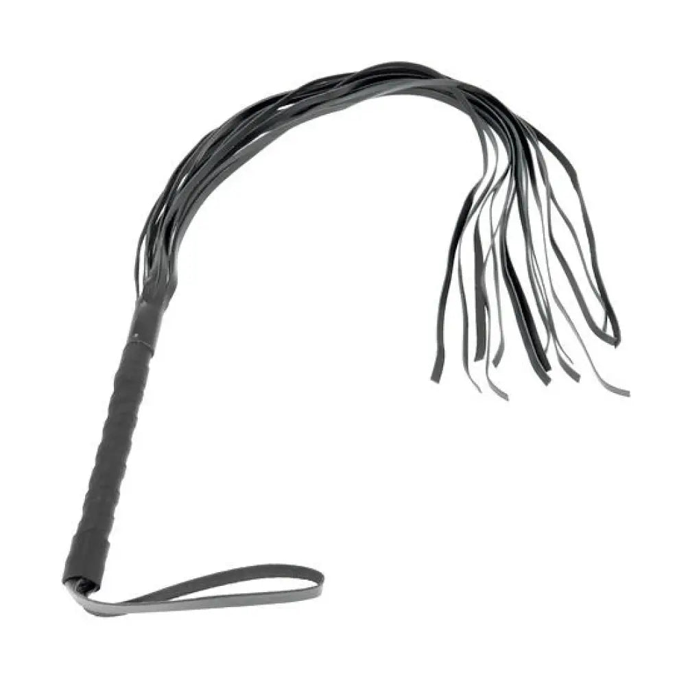 Rimba black leather 14 string whip 31.5 inch sensation toy - peaches and screams