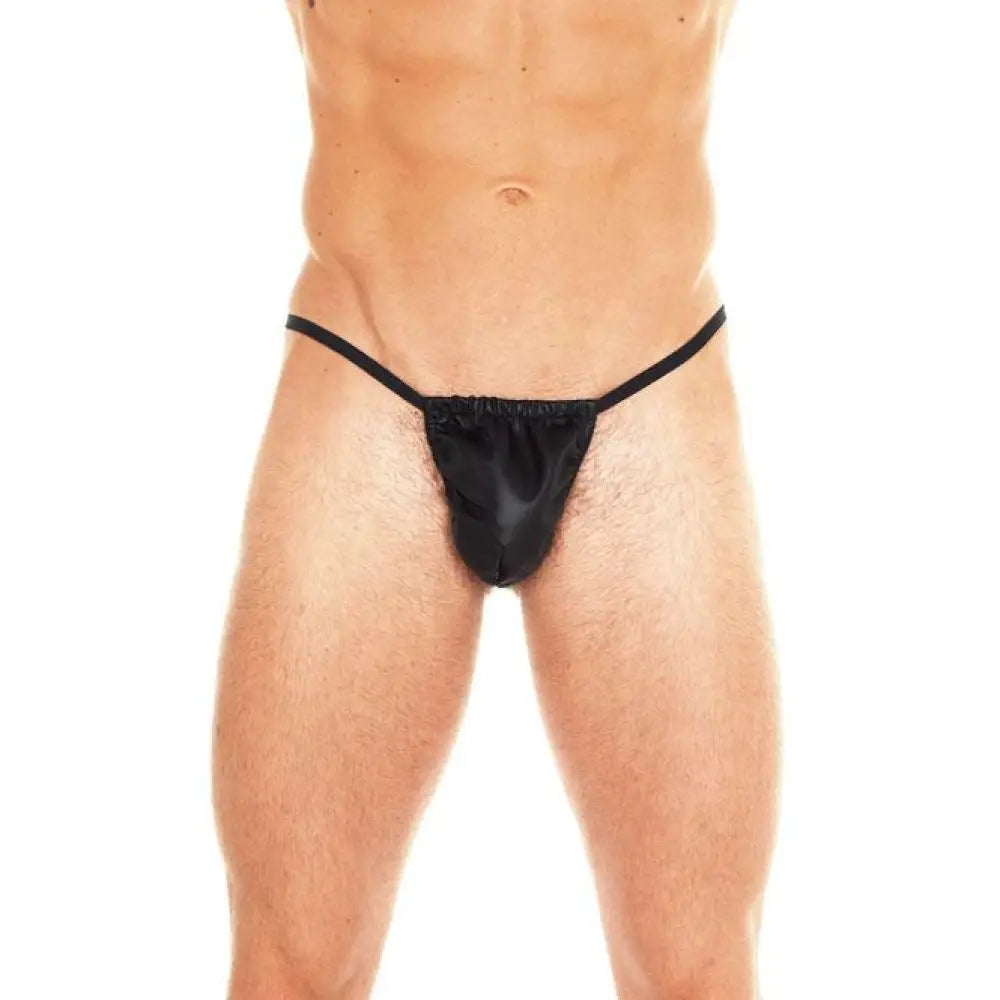 Rimba black leather male pouch with elastic string - peaches and screams