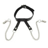 Rimba black nipple clamps with buckled faux leather collar - peaches and screams