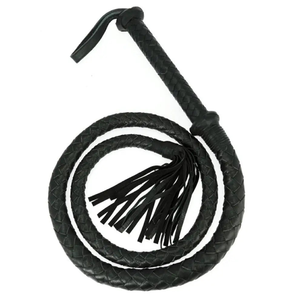 Rimba black plated leather 73 inch arabian whip - peaches and screams