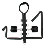 Rimba padded black bondage sex collar with wrist restraints - peaches and screams