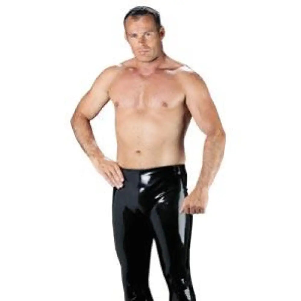 Rimba rubber secrets long black trousers for men - small - peaches and screams