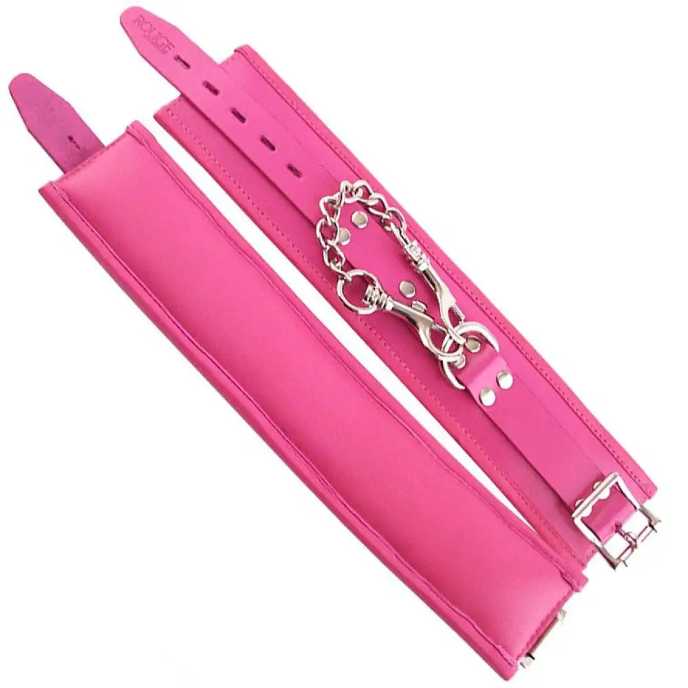 Rouge garments adjustable padded pink leather wrist cuffs - peaches and screams