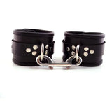 Rouge garments black leather ankle cuffs with piping - peaches and screams