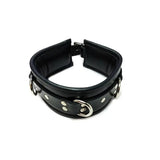 Rouge garments black padded leather collar with d rings - peaches and screams