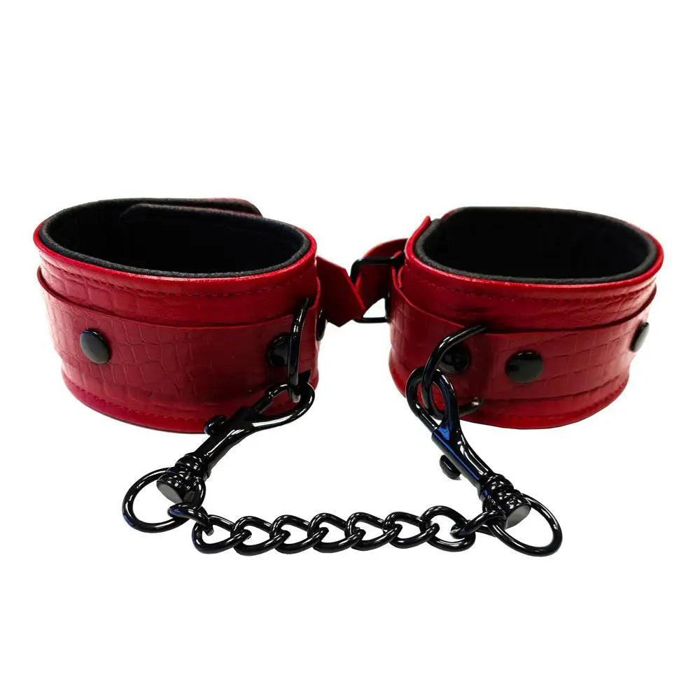 Rouge garments leather bondage wrist cuffs with buckles - peaches and screams