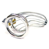 Rouge stainless steel silver male chastity cage with padlock - peaches and screams