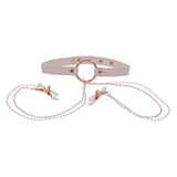 Sex and mischief collar with nipple clamps in faux leather - peaches and screams