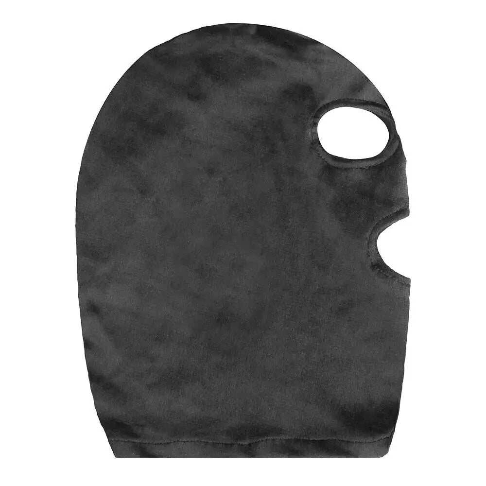 Shots black velvet mask with eye and mouth openings - peaches and screams