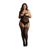 Shots nylon black suspender plus size bodystocking uk 14 20 - peaches and screams