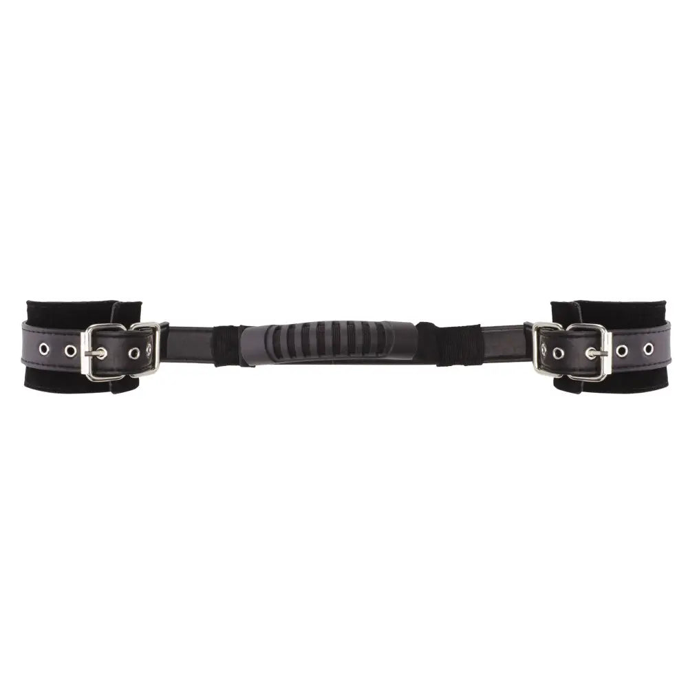 Shots toys black adjustable leather handcuffs with buckles - peaches and screams