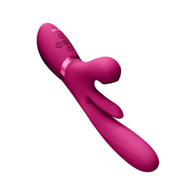 Shots Toys Silicone Pink Rechargeable Thrusting Rabbit Vibrator - Peaches and Screams