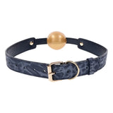 Sportsheets cougar ball gag in navy and gold sensory toy - peaches and screams