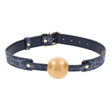 Sportsheets cougar ball gag in navy and gold sensory toy - peaches and screams