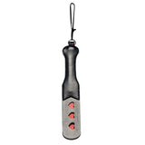 Sportsheets leather black heart paddle for spanking play - peaches and screams