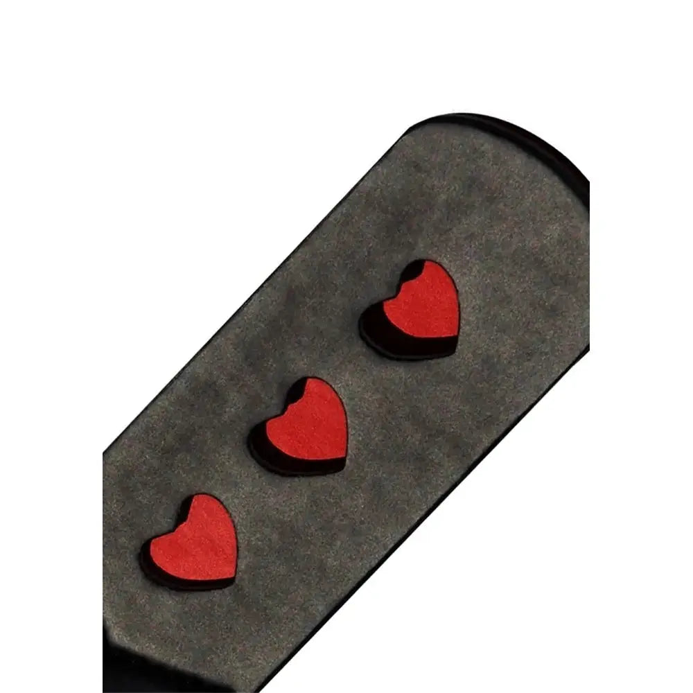 Sportsheets leather black heart paddle for spanking play - peaches and screams