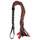 Sportsheets saffron braided red leather flogger - peaches and screams