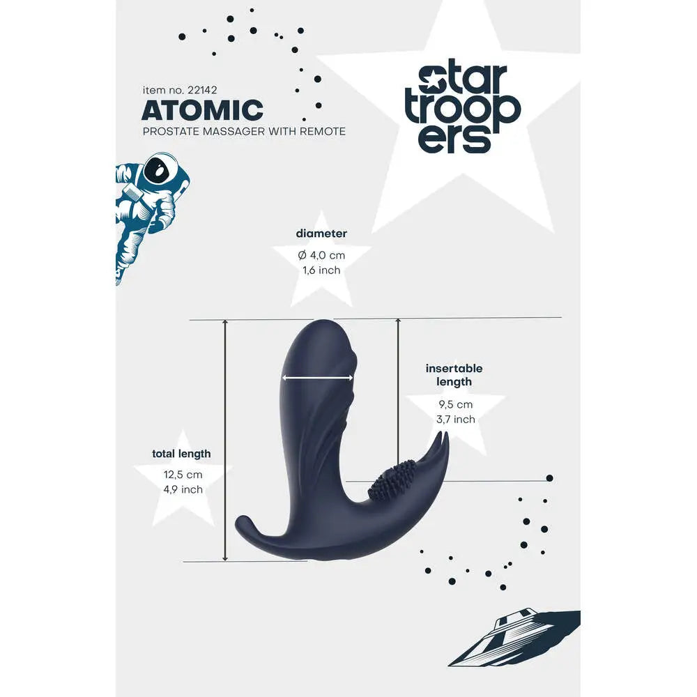 Startroopers atomic prostate massager with 10 vibrations - peaches and screams