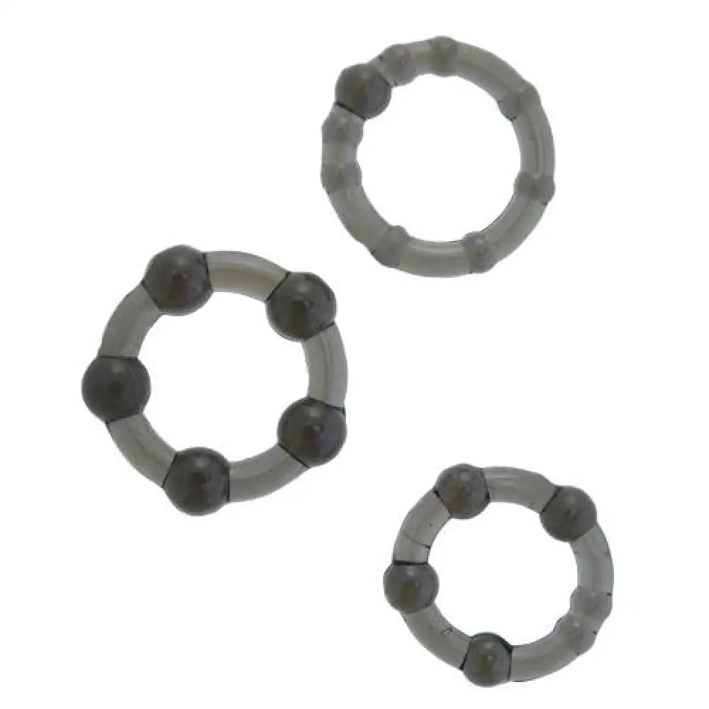 Stretchy beaded black cock ring set of 3 for men - peaches and screams