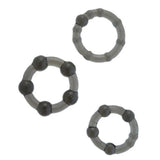 Stretchy beaded black cock ring set of 3 for men - peaches and screams
