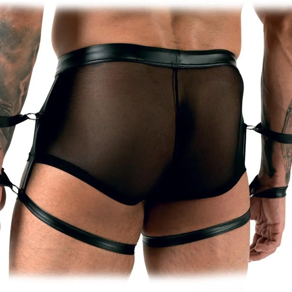 Svenjoyment black pants with arm restraints bondage gear - medium - peaches and screams